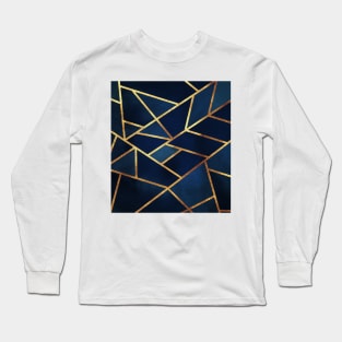 Navy Gold Stone Geometric Long Sleeve T-Shirt
